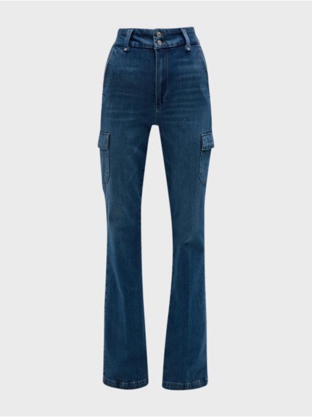 PAIGE Dion High Rise Cargo Flare Jeans Gracie Lou Dark Wash Size 24